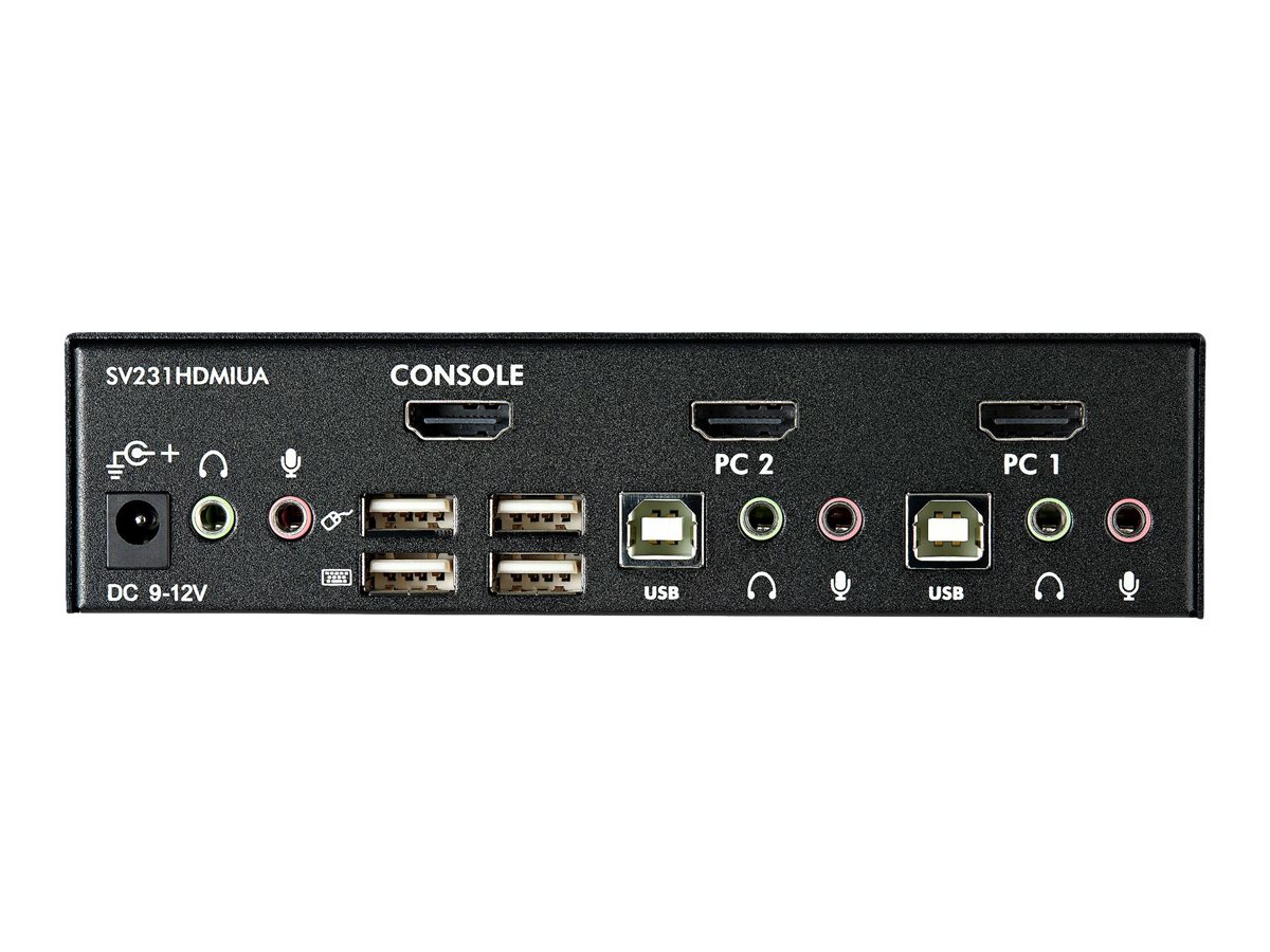 StarTech.com Commutateur KVM HDMI USB 2 ports avec audio et concentrateur USB 2.0 - Commutateur écran-clavier-souris/audio/USB - 2 x KVM / audio / USB - 1 utilisateur local - de bureau - pour P/N: IM12D1500P, SVA12M2NEUA, SVA12M5NA - SV231HDMIUA - Commutateurs KVM