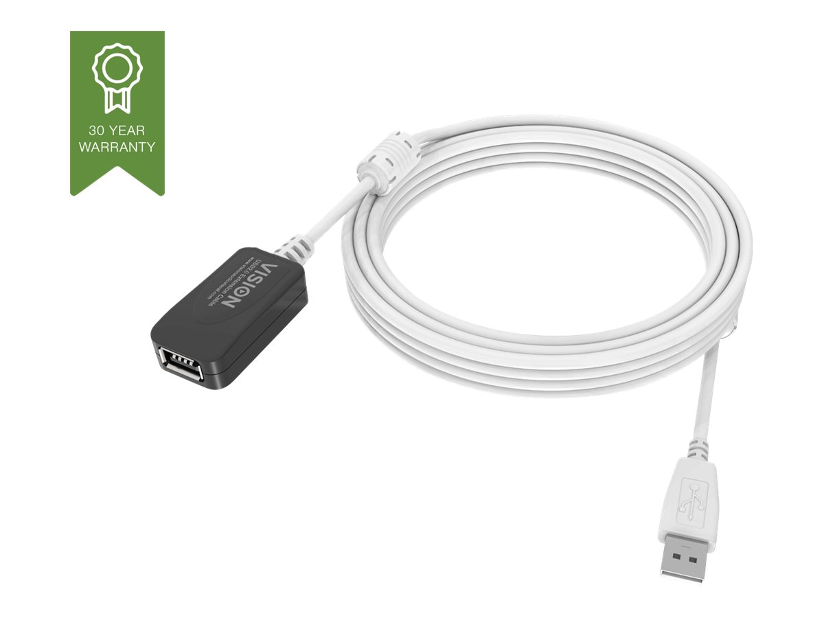 Vision Techconnect - Rallonge de câble USB - USB (F) pour USB (M) - USB 2.0 - 5 m - actif - blanc - TC 5MUSBEXT+ - Câbles USB