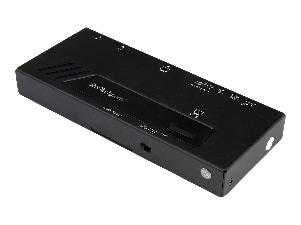 StarTech.com Switch vidéo HDMI automatique à 2 ports - Commutateur HDMI 2x1 avec commutation rapide et détection automatique - 4K - Commutateur vidéo/audio - 2 x HDMI - de bureau - VS221HD4KA - Commutateurs audio et vidéo