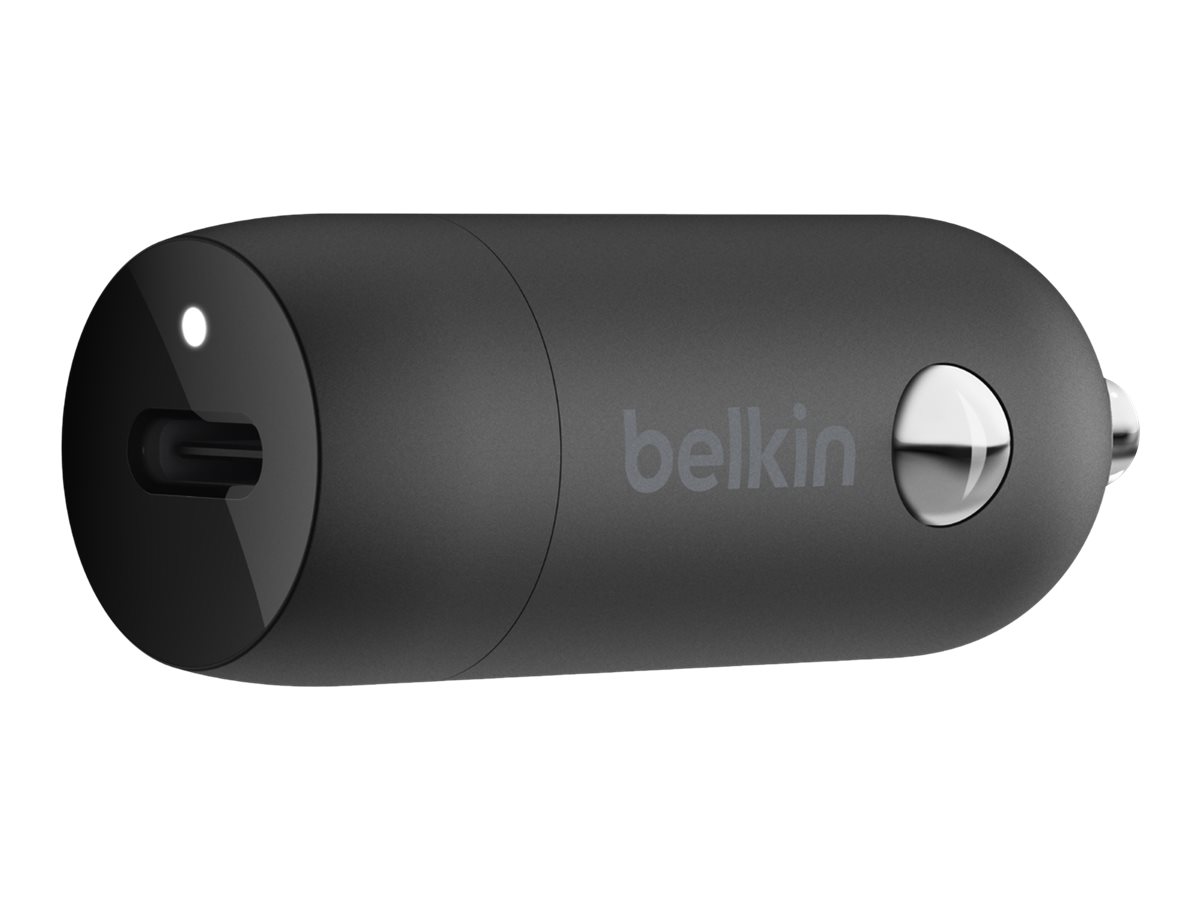 Belkin BOOST CHARGE - Adaptateur d'alimentation pour voiture - 30 Watt - 3 A - Fast Charge (24 pin USB-C) - noir - CCA004BTBK - Adaptateurs électriques et chargeurs