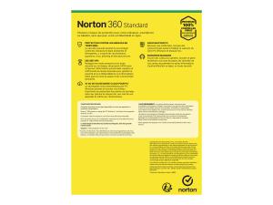 Norton 360 Standard - Version boîte (1 an) - 1 périphérique, espace de stockage de cloud 10 GB - Mass Market - Win, Mac, Android, iOS - français - 21409190 - Suites de sécurité