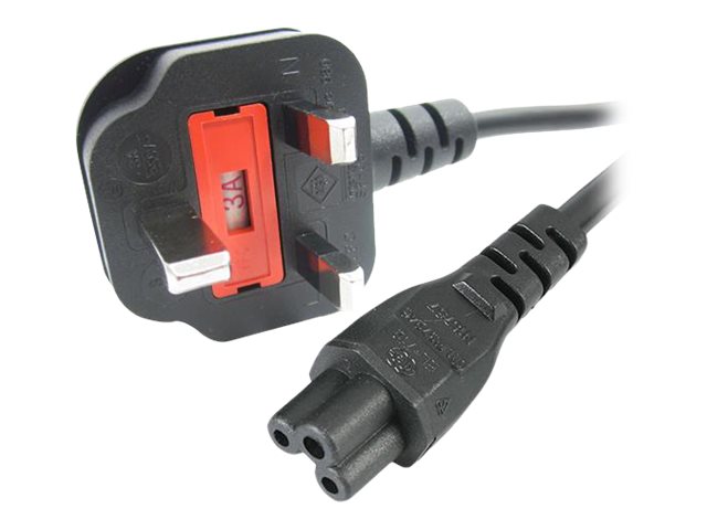 StarTech.com Cordon d'alimentation en trèfle BS1363 vers IEC 320 C5 2m pour PC portable - Câble secteur tripolaire GB vers C5 - M/F Noir - Câble d'alimentation - IEC 60320 C5 pour BS 1363 (M) - CA 250 V - 2 m - moulé - noir - PXTNB3SUK2M - Câbles d'alimentation