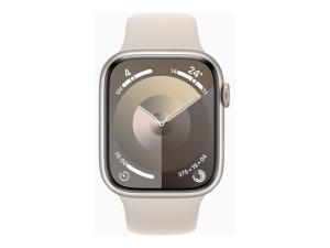 Apple Watch Series 9 (GPS) - 45 mm - aluminium droit - montre intelligente avec bande sport - fluoroélastomère - droit - taille du bracelet : M/L - 64 Go - Wi-Fi, UWB, Bluetooth - 38.7 g - MR973QF/A - Montres intelligentes