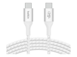 Belkin BOOST CHARGE - Câble USB - 24 pin USB-C (M) pour 24 pin USB-C (M) - USB 2.0 - 1 m - jusqu'à 240 W de puissance - blanc - CAB015bt1MWH - Câbles USB