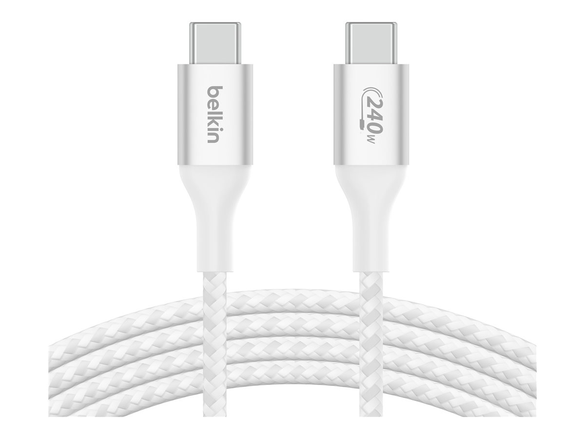Belkin BOOST CHARGE - Câble USB - 24 pin USB-C (M) pour 24 pin USB-C (M) - USB 2.0 - 1 m - jusqu'à 240 W de puissance - blanc - CAB015bt1MWH - Câbles USB