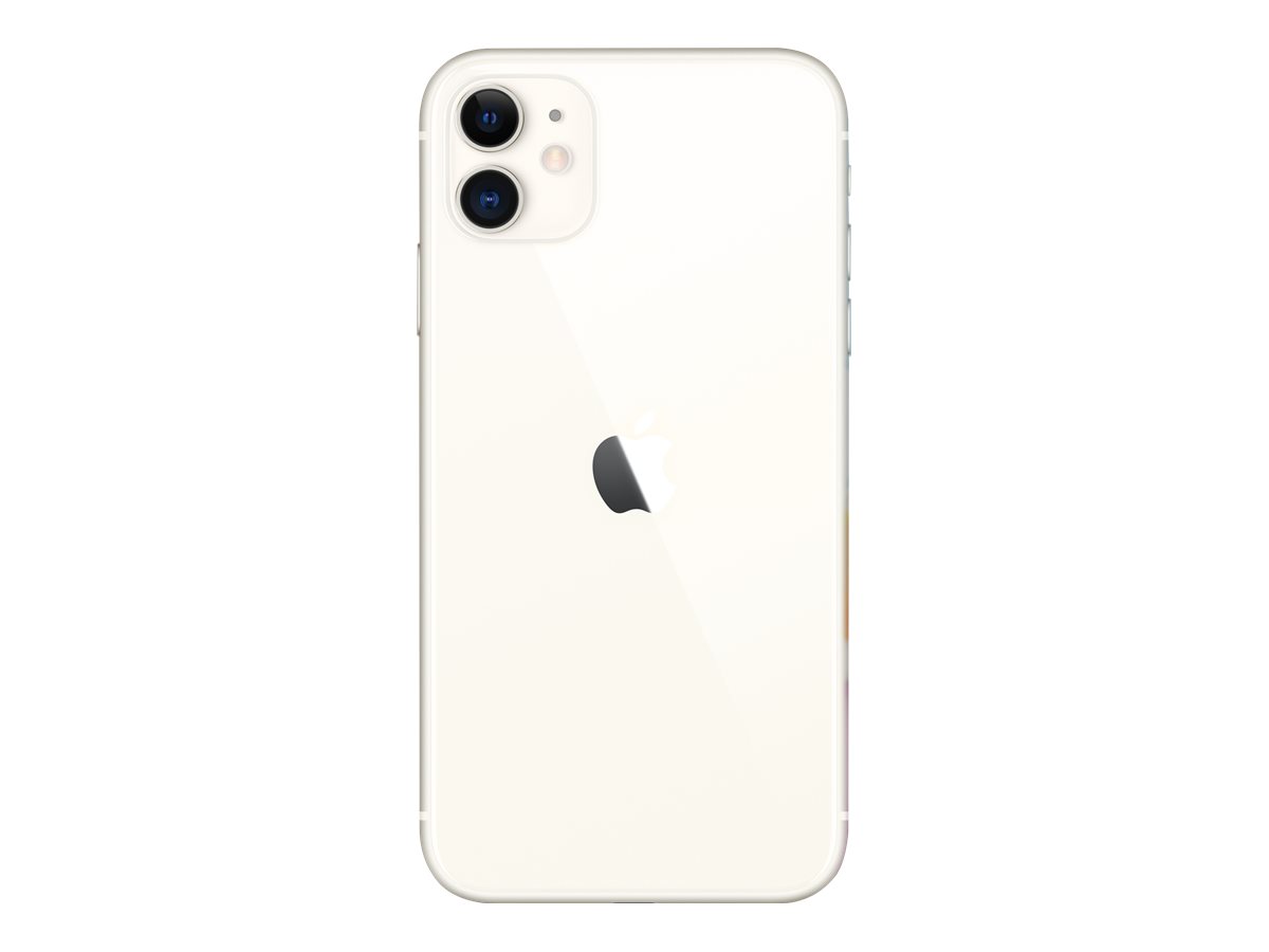 Apple iPhone 11 - 4G smartphone - double SIM / Mémoire interne 128 Go - Écran LCD - 6.1" - 1792 x 828 pixels - 2x caméras arrière 12 MP, 12 MP - front camera 12 MP - blanc - MHDJ3ZD/A - Téléphones 4G