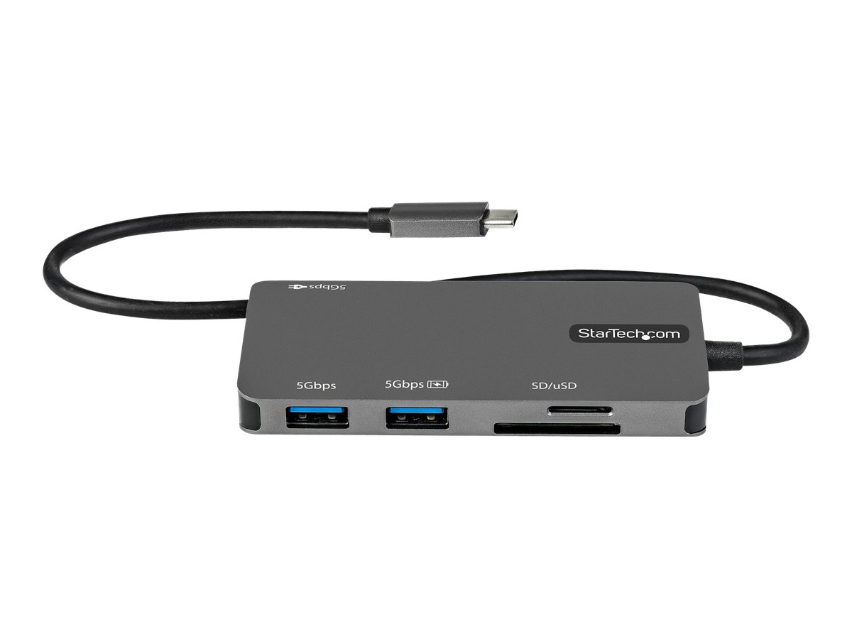 StarTech.com Adaptateur Multiport USB-C - USB Type C vers HDMI 4K, Alimentation 100W Passthrough, SD/MicroSD, Hub USB 3 Ports USB 3.0 - Mini Dock USB-C - Câble Intégré 30cm (DKT30CHSDPD) - Station d'accueil - USB-C / Thunderbolt 3 - HDMI - DKT30CHSDPD - Stations d'accueil pour ordinateur portable