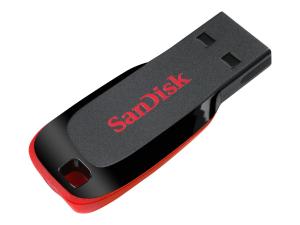 SanDisk Cruzer Blade - Clé USB - 64 Go - USB 2.0 - noir, rouge - SDCZ50-064G-B35 - Lecteurs flash