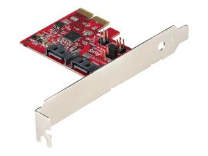 StarTech.com Carte PCI Express SATA 2 ports - Contrôleur PCIe SATA - ASM1166 Raid - Convertisseur PCI Express 2.0 vers SATA - Connecteurs Empilés - Carte d'Extension SATA (2P6GR-PCIE-SATA-CARD) - Contrôleur de stockage - SATA 6Gb/s - profil bas - RAID RAID 0, 1, JBOD - PCIe 2.0 x2 - rouge - 2P6GR-PCIE-SATA-CARD - Adaptateurs de stockage