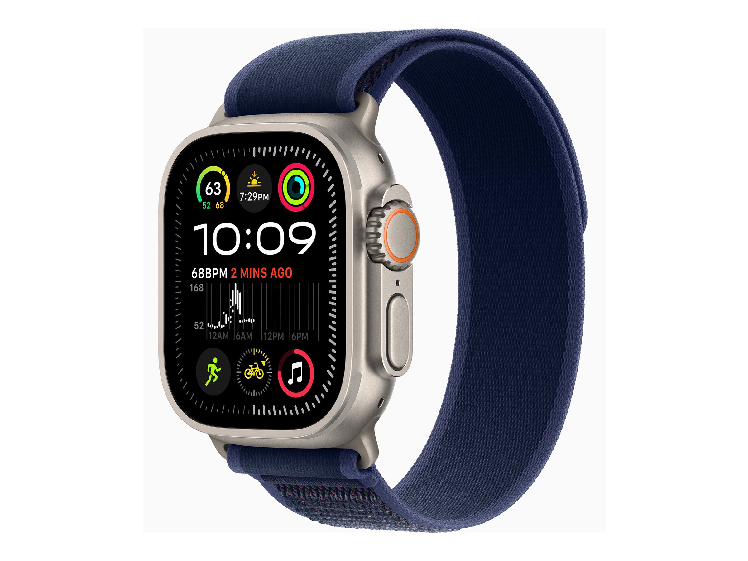 Apple Watch Ultra 2 - 49 mm - titanium naturel - montre intelligente avec Boucle Trail - tissage en nylon - bleu - taille du bracelet : S/M - 64 Go - LTE, Wi-Fi 4, UWB, Bluetooth - 4G - 61.4 g - MX4J3NF/A - Montres intelligentes