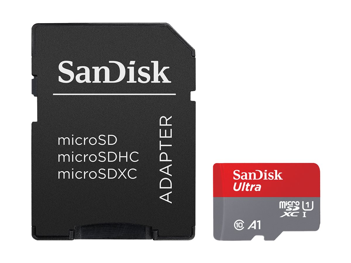 SanDisk Ultra - Carte mémoire flash (adaptateur microSDXC vers SD inclus(e)) - 64 Go - A1 / UHS Class 1 / Class10 - microSDXC UHS-I - SDSQUAB-064G-GN6MA - Cartes flash