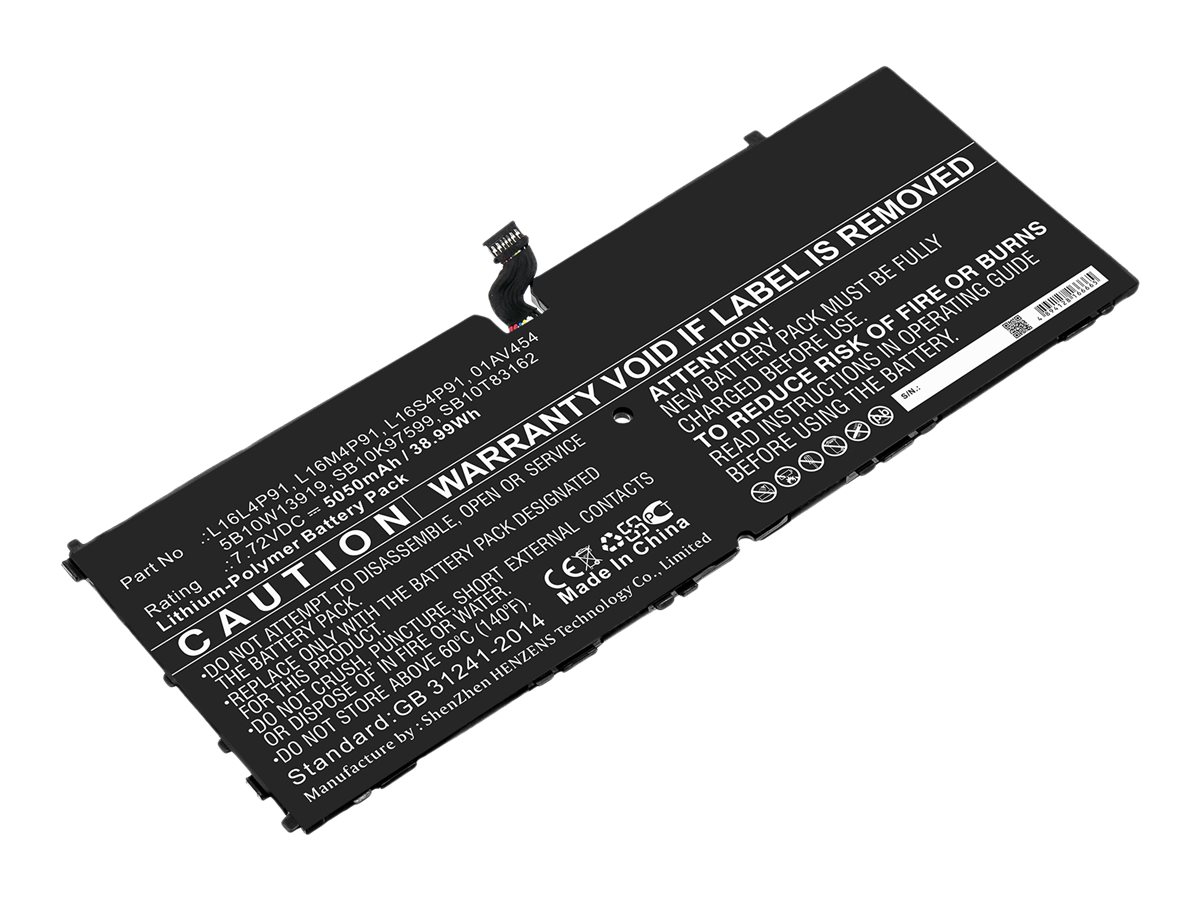 DLH - Batterie de portable (équivalent à : Lenovo 01AV454, Lenovo 5B10W13919, Lenovo L16L4P91, Lenovo L16M4P91, Lenovo L16S4P91, Lenovo SB10K97599, Lenovo SB10T83162) - lithium-polymère - 5050 mAh - 39 Wh - pour Lenovo ThinkPad X1 Tablet (3rd Gen) 20KJ, 20KK - LEVO4736-B039Y2 - Batteries spécifiques