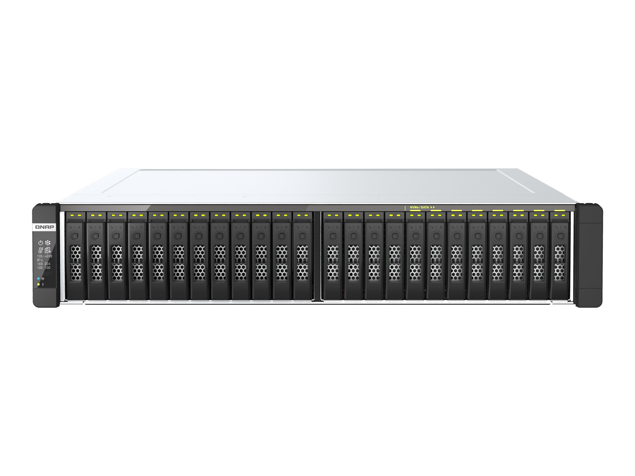 QNAP TDS-h2489FU-4314-128G - Serveur NAS - 24 Baies - rack-montable - SATA 6Gb/s - RAID RAID 0, 1, 5, 6, 10, 50, JBOD, 60 - RAM 128 Go - 25 Gigabit Ethernet / 2.5 Gigabit Ethernet - iSCSI support - 2U - TDS-H2489FU-4314-128G - NAS