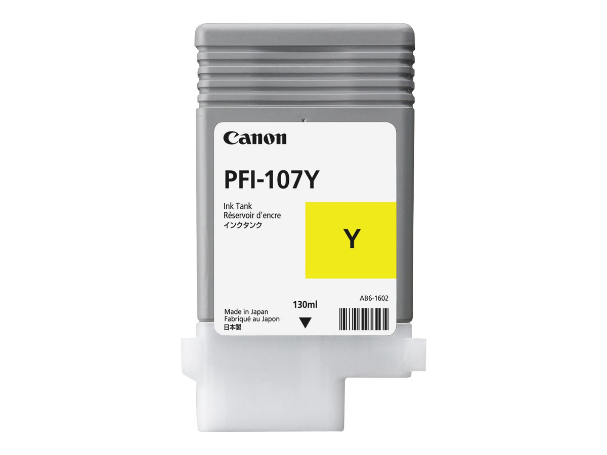 Canon PFI-107 Y - 130 ml - jaune - original - réservoir d'encre - pour imagePROGRAF iPF670, iPF680, iPF685, iPF770, iPF780, iPF785 - 6708B001AA - Cartouches d'encre Canon