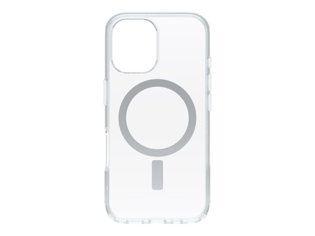 OtterBox Symmetry Series - Coque de protection pour téléphone portable - compatibilité avec MagSafe - couche de polycarbonate, élastomère thermoplastique (TPE) - clair - pour Apple iPhone 16 - 77-96369 - Coques et étuis pour téléphone portable