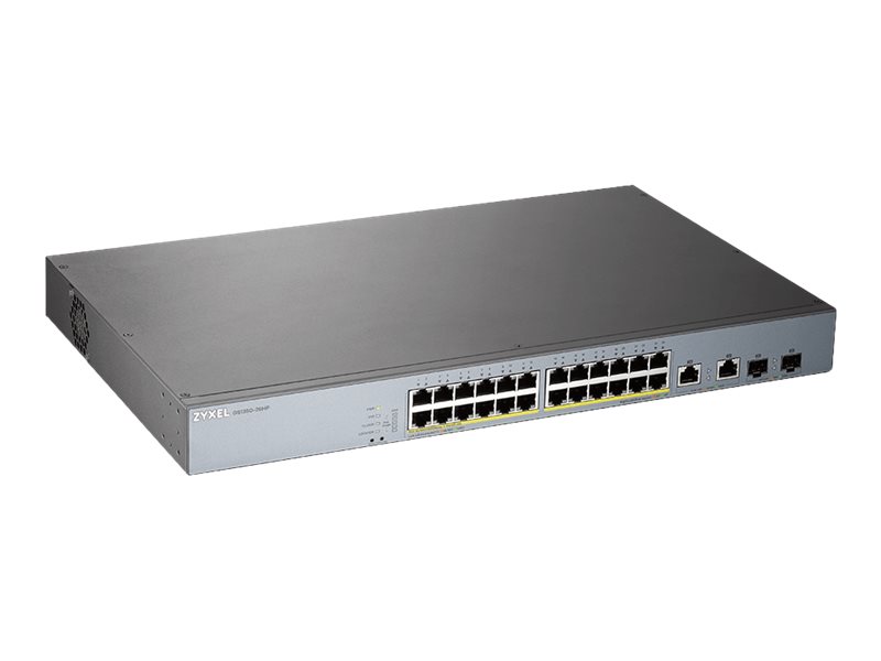 Zyxel GS1350-26HP - Commutateur - intelligent - 24 x 10/100/1000 (PoE+) + 2 x SFP Gigabit combo (liaison montante) - de bureau, Montable sur rack - PoE+ (375 W) - GS1350-26HP-EU0101F - Concentrateurs et commutateurs gigabit