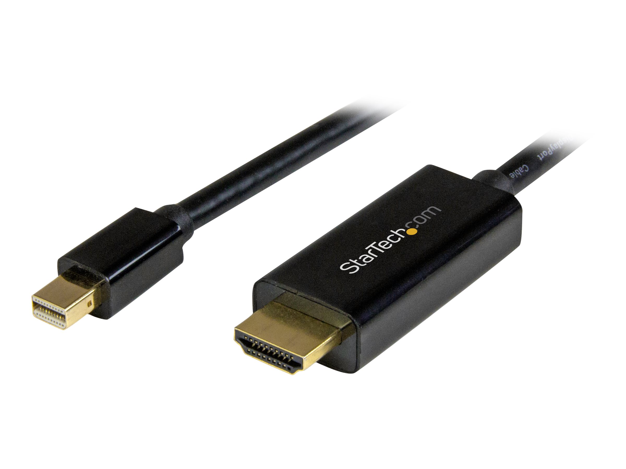StarTech.com Câble adaptateur Mini DisplayPort vers HDMI de 2 m - Convertisseur Mini DP vers HDMI avec câble intégré - M/M - 4K - Noir - Câble adaptateur - Mini DisplayPort mâle pour HDMI mâle - 2 m - noir - support 4K - MDP2HDMM2MB - Accessoires pour téléviseurs