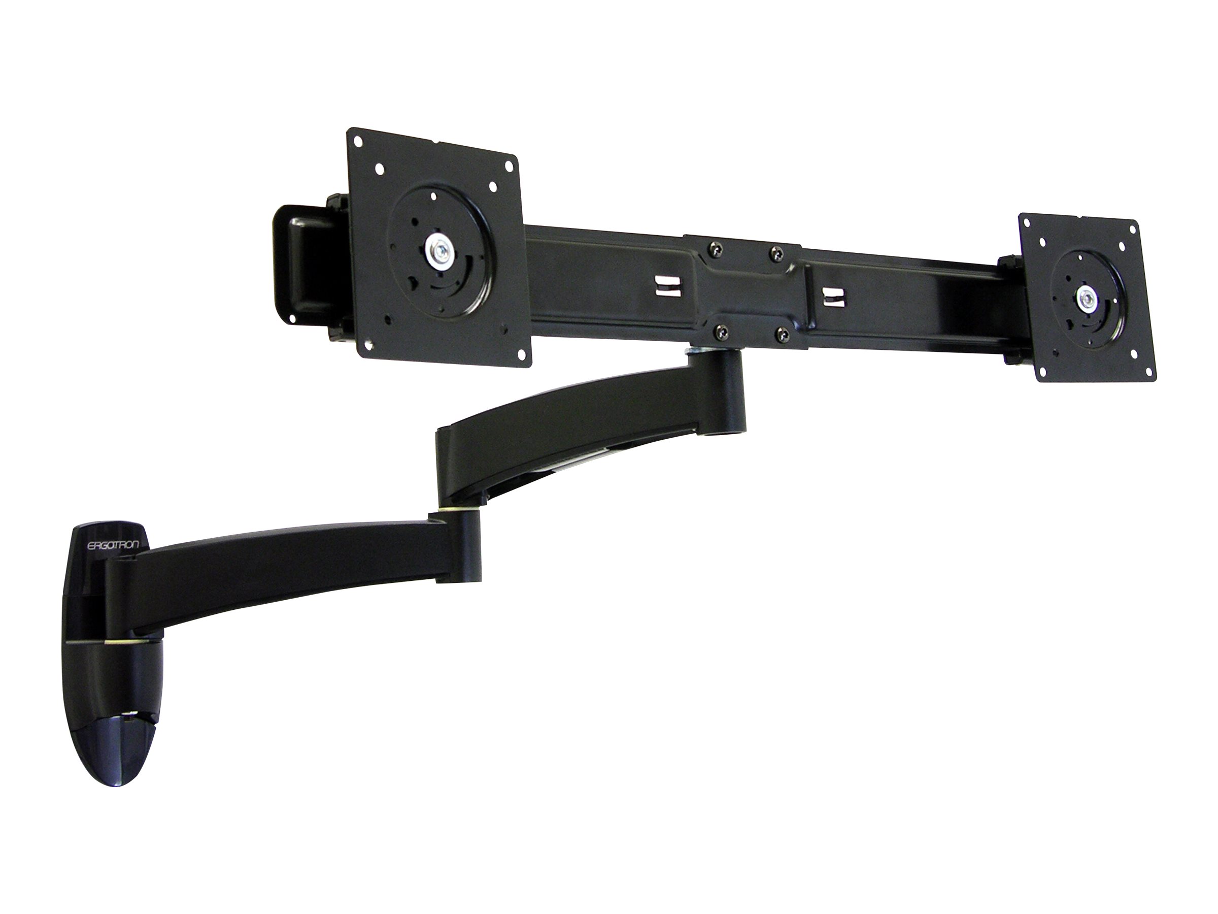 Ergotron 200 Series - Kit de montage (fixation murale, double bras articulé, barre transversale, 2 adaptateurs VESA, 2 rallonges) - bras réglable - pour 2 écrans LCD - acier - noir - Taille d'écran : Jusqu'à 22 pouces - montable sur mur - 45-231-200 - Accessoires pour écran