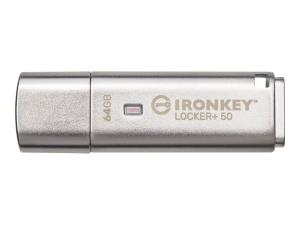 Kingston IronKey Locker+ 50 - Clé USB - chiffré - 64 Go - USB 3.2 Gen 1 - IKLP50/64GB - Lecteurs flash