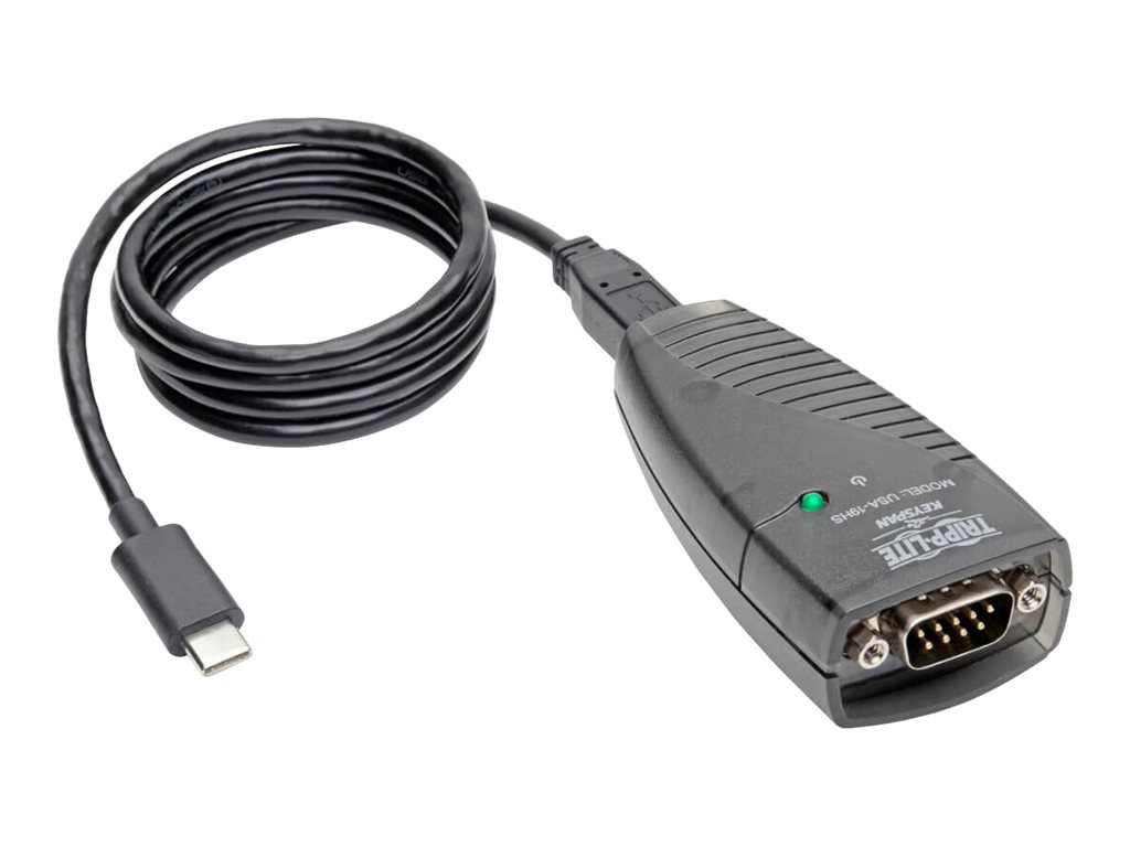 Tripp Lite USB-C to Serial Adapter (DB9) - Keyspan, High-Speed (M/M), Detachable Cable, TAA - Adaptateur série - USB - RS-232 x 1 - noir - Conformité TAA - USA-19HS-C - Cartes réseau USB