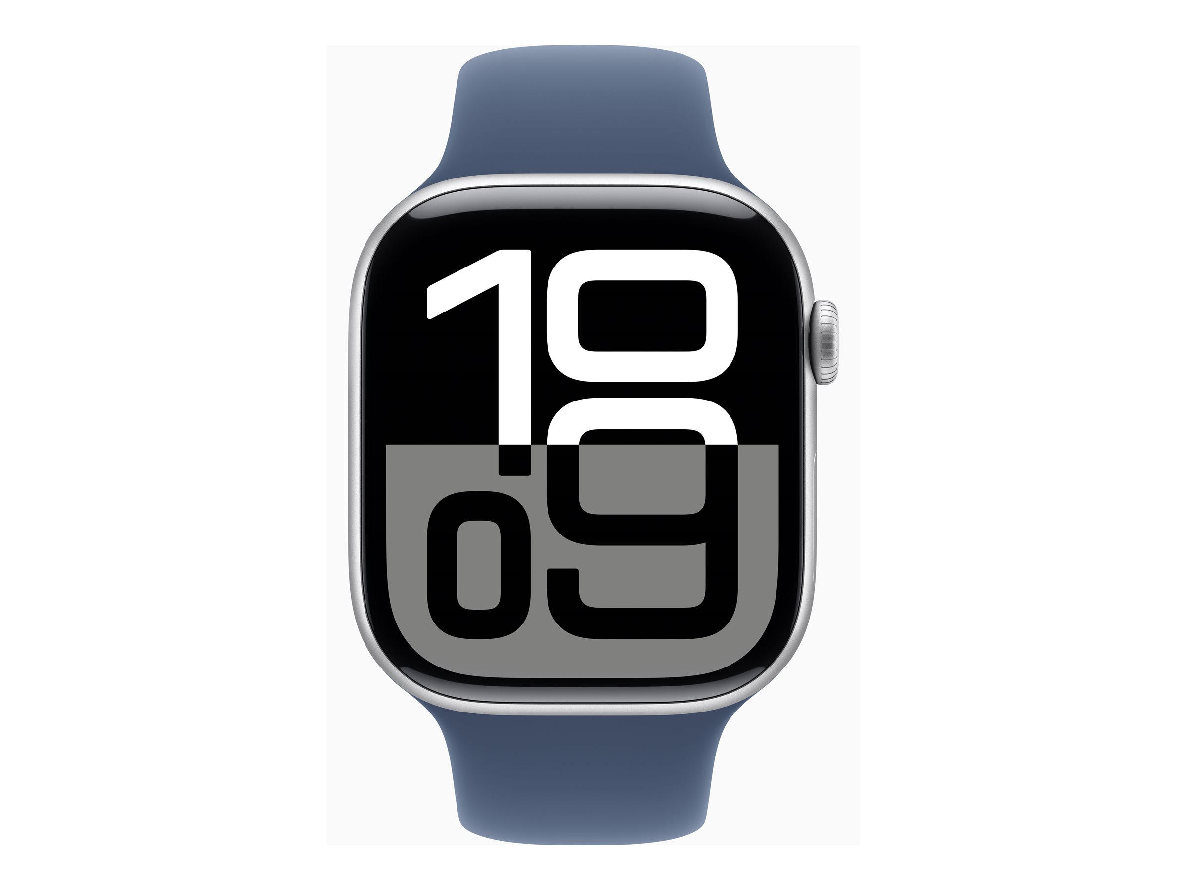 Apple Watch Series 10 (GPS + Cellular) - 46 mm - aluminium argenté - montre intelligente avec bande sport - fluoroélastomère - denim - taille du bracelet : M/L - 64 Go - LTE, Wi-Fi 4, UWB, Bluetooth - 4G - 35.3 g - MWY13QF/A - Montres intelligentes