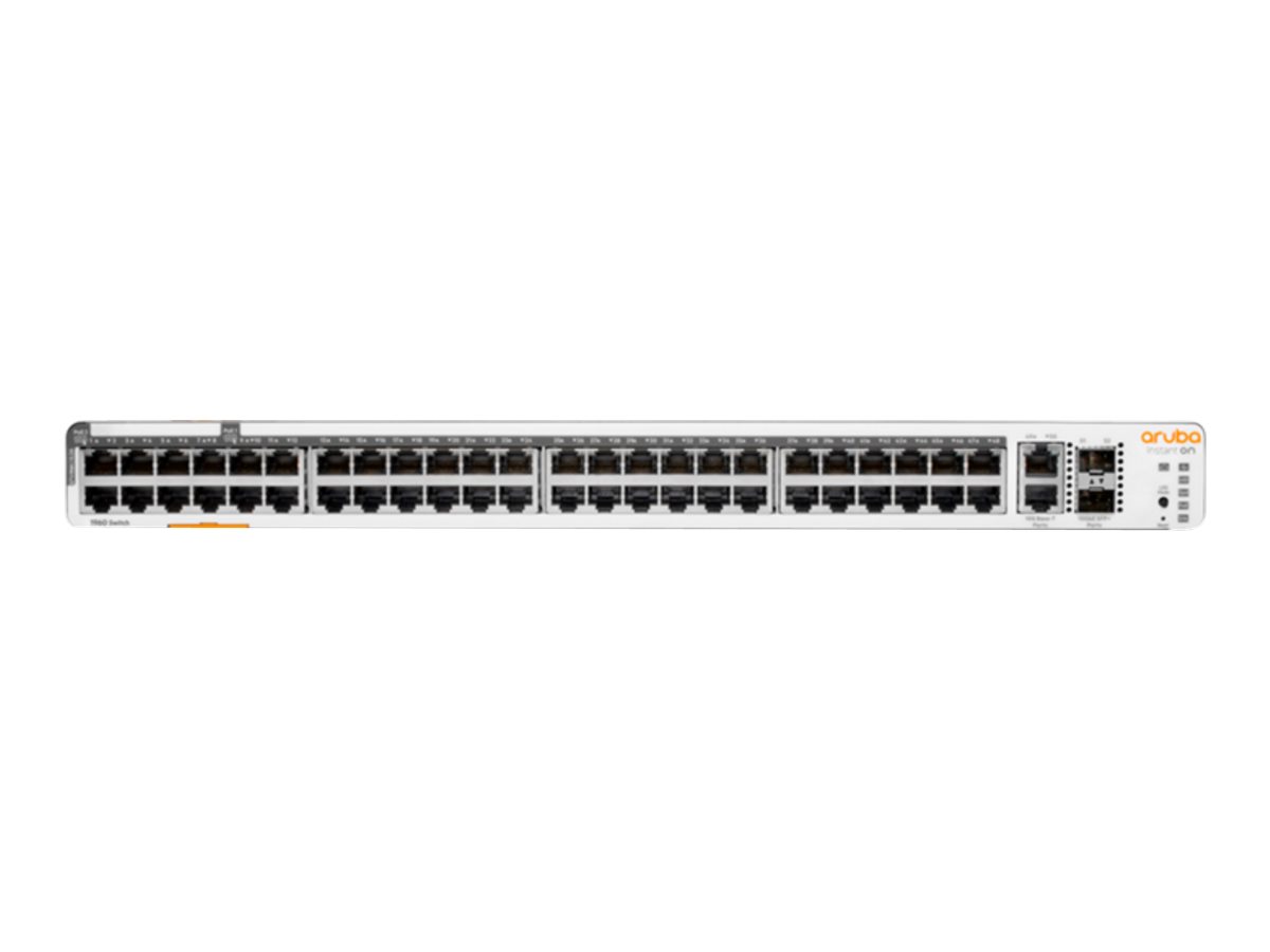 HPE Aruba Instant On 1960 48G 40p Class4 8p Class6 PoE 2XGT 2SFP+ 600W Switch - Commutateur - Géré - 48 x 10/100/1000 + 2 x 10 Gigabit SFP+ + 2 x 100/1000/10GBase-T - Montable sur rack - PoE (600 W) - BTO - JL809A#ABB - Concentrateurs et commutateurs gigabit