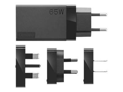 Lenovo 65W USB-C Travel Adapter - Adaptateur secteur - CA 100-240 V - 65 Watt - noir - 40AW0065WW - Adaptateurs électriques et chargeurs