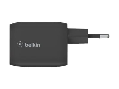 Belkin BoostCharge Pro - Adaptateur secteur - technologie PPS - 65 Watt - 3.25 A - Fast Charge, PD 3.0 - 2 connecteurs de sortie (24 pin USB-C) - noir - WCH013vfBK - Adaptateurs électriques et chargeurs