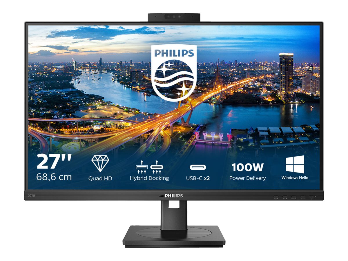 Philips B Line 276B1JH - Écran LED - 27" - 2560 x 1440 QHD @ 75 Hz - IPS - 300 cd/m² - 1000:1 - 4 ms - HDMI, DisplayPort, USB-C - haut-parleurs - texture noire - 276B1JH/00 - Écrans d'ordinateur