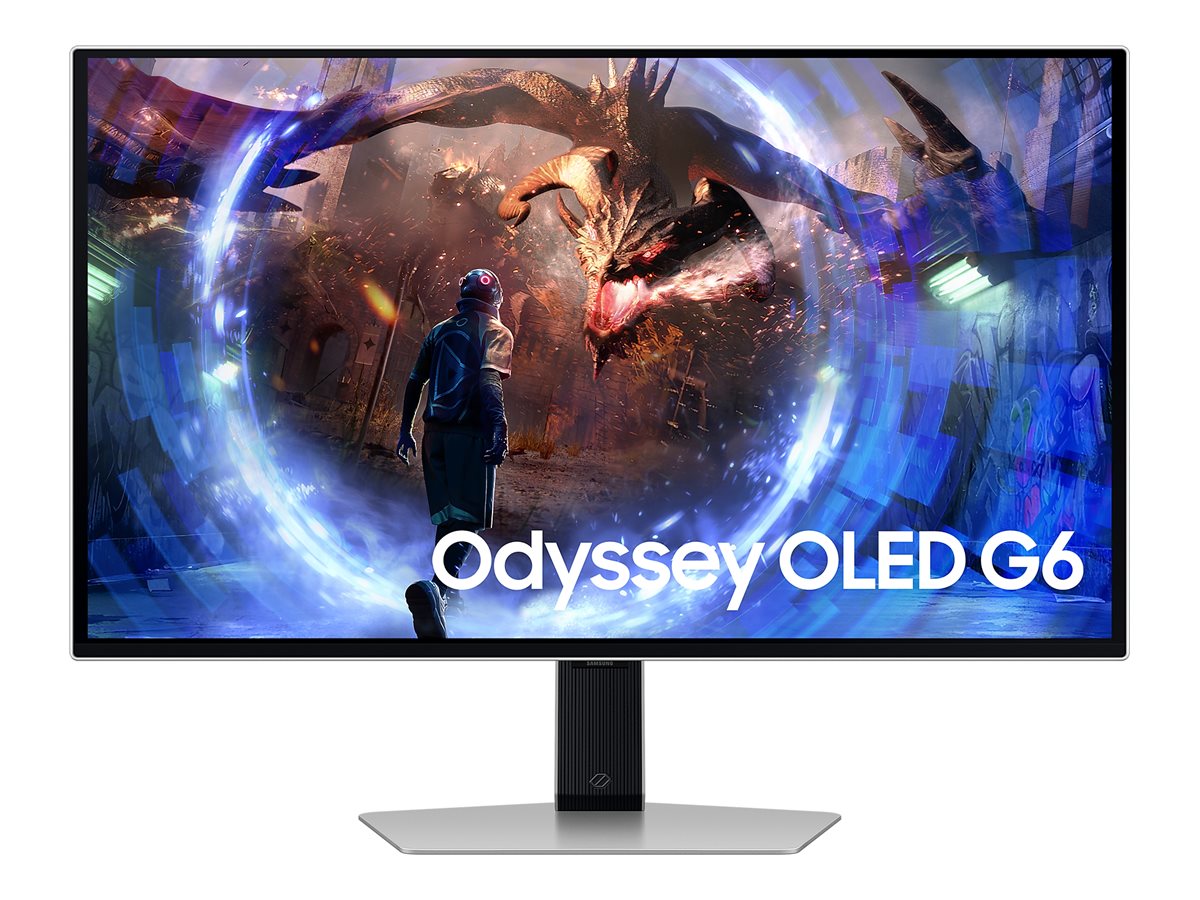 Samsung Odyssey OLED G6 S27DG602SU - Moniteur OLED - 27" - 2560 x 1440 QHD @ 360 Hz - 250 cd/m² - 1000000:1 - HDR10+ Gaming - 0.03 ms - 2xHDMI, DisplayPort - gris - LS27DG602SUXEN - Écrans d'ordinateur