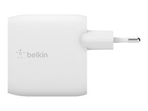 Belkin BOOST CHARGE - Adaptateur secteur - 40 Watt - Fast Charge, PD 3.0 - 2 connecteurs de sortie (2 x USB-C) - WCB006VFWH - Adaptateurs électriques et chargeurs