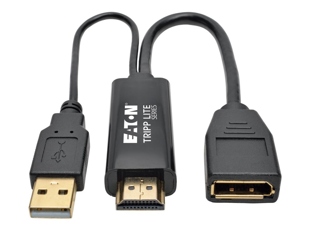 Eaton Tripp Lite Series HDMI to DisplayPort Active Converter 4K with USB Power, HDMI to DisplayPort (M/F), 4096 x 2160/4K x 2K @ 30 Hz, 6 in. - Convertisseur vidéo - HDMI - DisplayPort - noir - P130-06N-DP-V2 - Convertisseurs vidéo