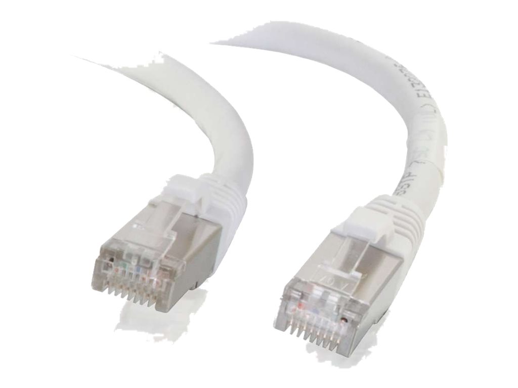 C2G Cat6a Booted Shielded (STP) Network Patch Cable - Cordon de raccordement - RJ-45 (M) pour RJ-45 (M) - 2 m - STP - CAT 6a - moulé, sans crochet, bloqué - blanc - 89937 - Câbles de raccordement