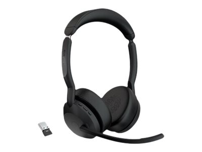 Jabra Evolve2 55 UC Stereo - Micro-casque - sur-oreille - Bluetooth - sans fil - Suppresseur de bruit actif - USB-A - noir - Optimisé pour la CU - 25599-989-999 - Écouteurs