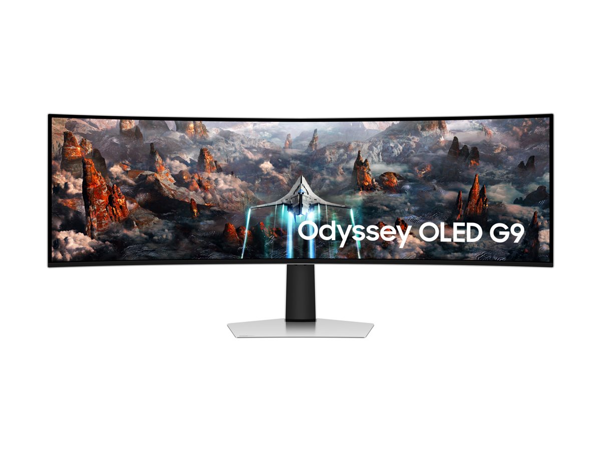 Samsung Odyssey OLED G9 S49CG934SU - G93SC Series - moniteur OLED - jeux - incurvé - 49" - 5120 x 1440 Dual Quad HD @ 240 Hz - 250 cd/m² - 1000000:1 - DisplayHDR 400 True Black - 0.03 ms - DisplayPort, Micro HDMI, HDMI - haut-parleurs - argent - LS49CG934SUXEN - Écrans d'ordinateur