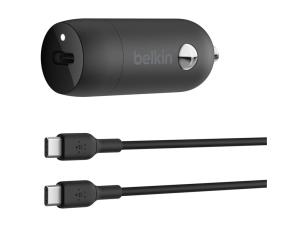 Belkin BOOST CHARGE - Adaptateur d'alimentation pour voiture - 30 Watt - 3 A - Fast Charge, Power Delivery 3.1 (24 pin USB-C) - noir - CCA004BT1MBK-B6 - Batteries et adaptateurs d'alimentation pour téléphone cellulaire