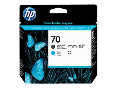 HP 70 - Cyan, noir mat - tête d'impression - pour DesignJet HD Pro MFP, T120, Z2100, Z3100, Z3100ps, Z3200, Z3200ps, Z5200, Z5400 - C9404A - Têtes d'impression