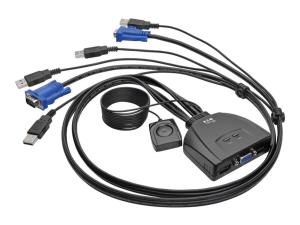 Eaton Tripp Lite series 2-Port USB/VGA Cable KVM Switch with Cables and USB Peripheral Sharing - Commutateur écran-clavier-souris/USB - 2 x KVM / USB - 1 utilisateur local - de bureau - B032-VU2 - Commutateurs KVM