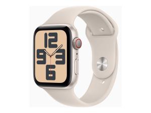 Apple Watch SE (GPS + Cellular) - 2e génération - 44 mm - aluminium droit - montre intelligente avec bande sport - fluoroélastomère - droit - taille du bracelet : S/M - 32 Go - Wi-Fi, LTE, Bluetooth - 4G - 33 g - MRGU3QF/A - Montres intelligentes