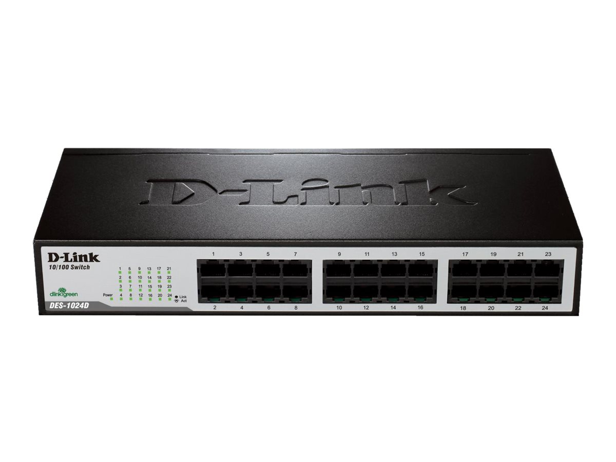 D-Link DES 1024D - Commutateur - non géré - 24 x 10/100 - de bureau, Montable sur rack - DES-1024D - Concentrateurs et commutateurs 10/100