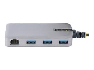 StarTech.com 3-Port USB Hub with Ethernet, 3x USB-A Ports, Gigabit Ethernet RJ45, USB 3.0 5Gbps, Bus-Powered, USB Hub w/ GbE and 1ft/30cm Long Cable, Portable Laptop USB Hub - USB Expansion Hub w/ Ethernet Adapter (5G3AGBB-USB-A-HUB) - Concentrateur (hub) - 3 x USB 3.2 Gen 1 + 1 x micro-USB + 1 x 10/100/1000 - de bureau - 5G3AGBB-USB-A-HUB - Concentrateurs USB
