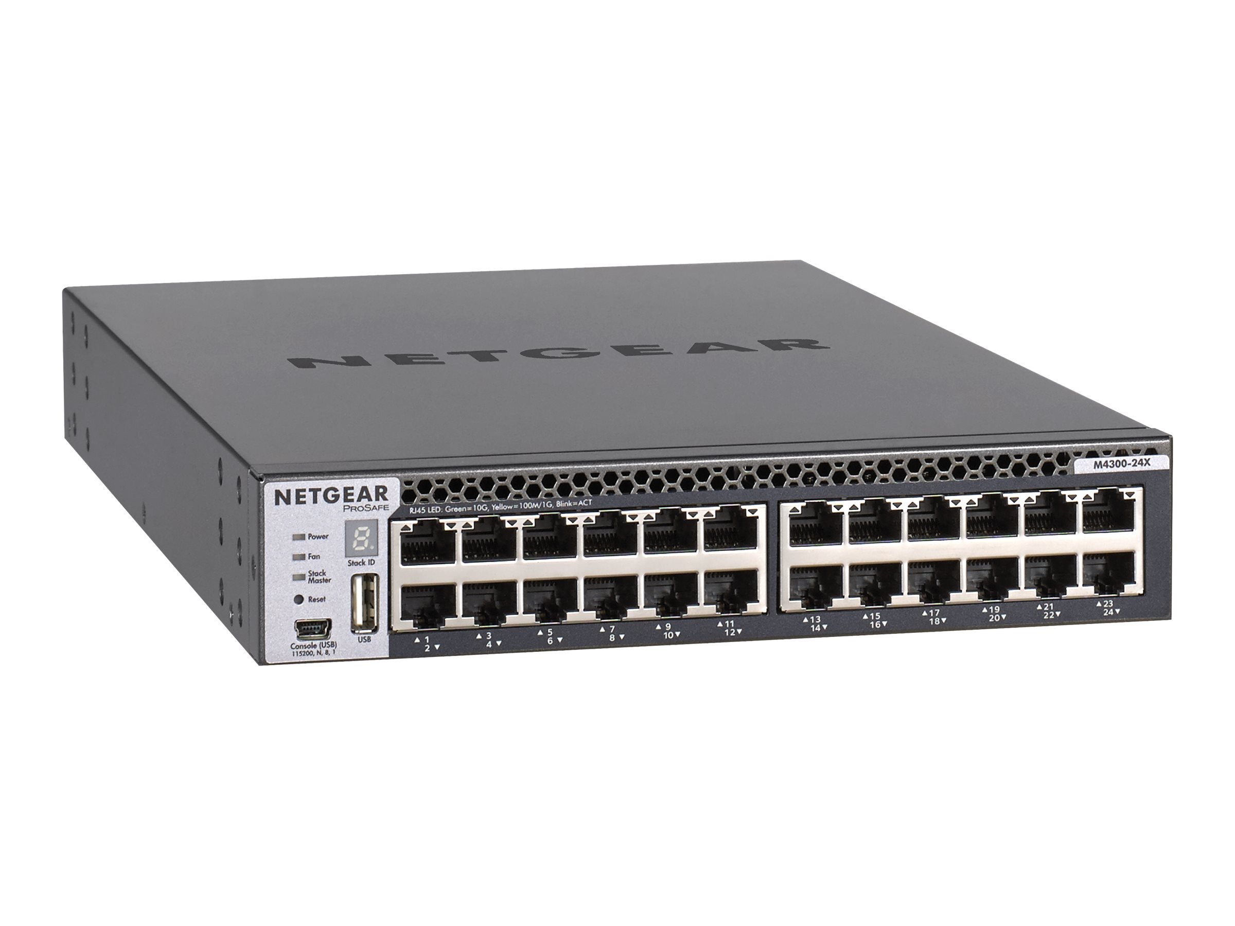 NETGEAR M4300-24X - Commutateur - C3 - Géré - 24 x 10 Gigabit Ethernet + 4 x 10 Gigabit SFP+ partagés - flux d'air de l'avant vers l'arrière - Montable sur rack - XSM4324CS-100NES - Commutateurs gérés