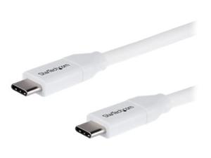 StarTech.com Câble USB-C vers USB-C avec Power Delivery 5A de 2 m - Cordon USB 2.0 Type-C certifié USB-IF - Blanc - Câble USB - 24 pin USB-C (M) pour 24 pin USB-C (M) - Thunderbolt 3 / USB 2.0 - 5 A - 2 m - blanc - USB2C5C2MW - Câbles USB
