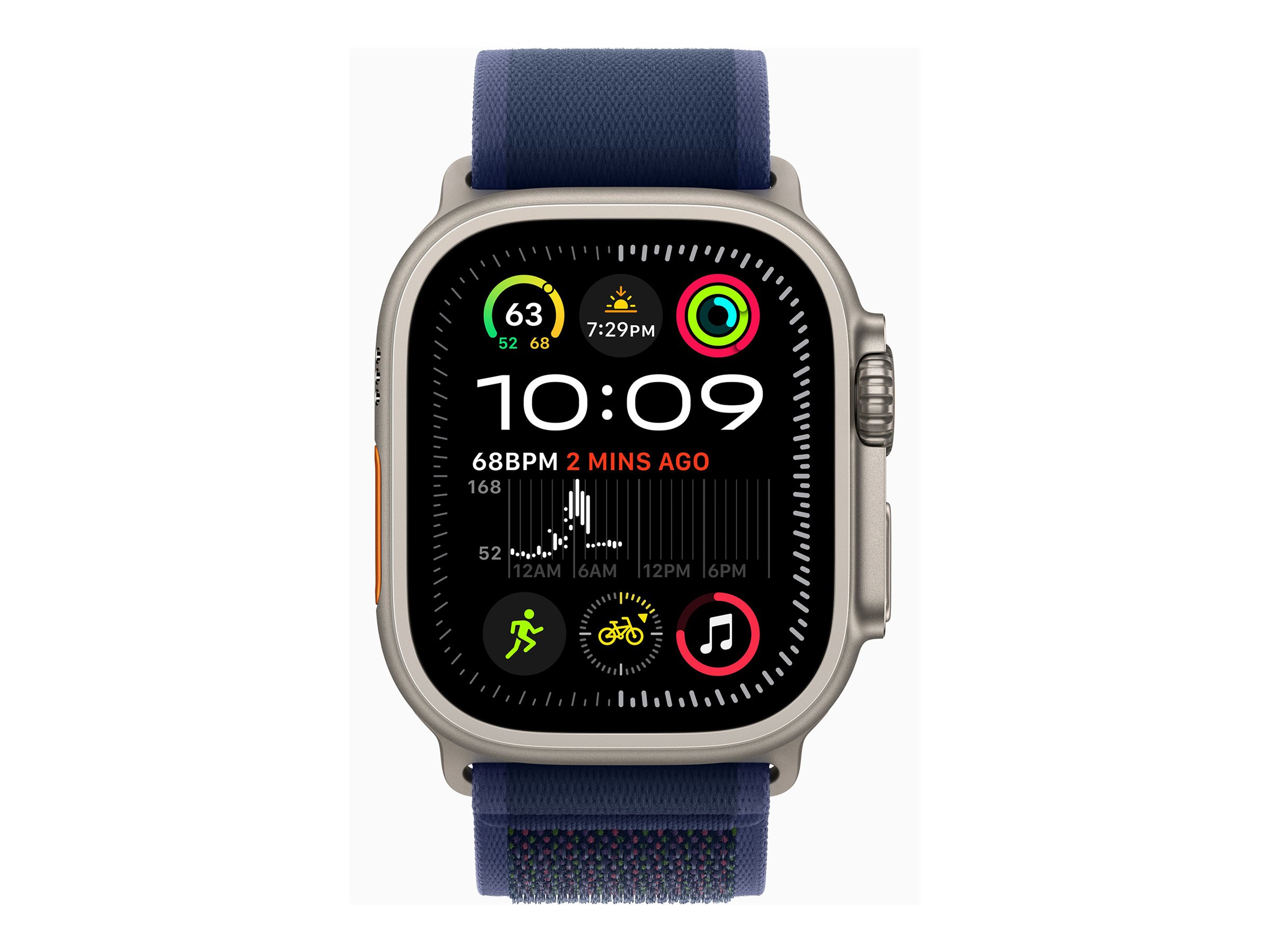 Apple Watch Ultra 2 - 49 mm - titanium naturel - montre intelligente avec Boucle Trail - tissage en nylon - bleu - taille du bracelet : S/M - 64 Go - LTE, Wi-Fi 4, UWB, Bluetooth - 4G - 61.4 g - MX4J3NF/A - Montres intelligentes