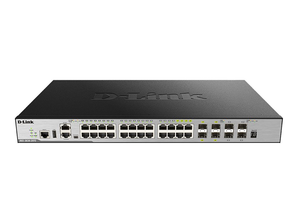 D-Link DGS 3630-28TC - Commutateur - C3 - Géré - 20 x 10/100/1000 + 4 x SFP Gigabit combiné + 4 x 10 Gigabit SFP+ - Montable sur rack - DGS-3630-28TC/SI/E - Commutateurs gérés