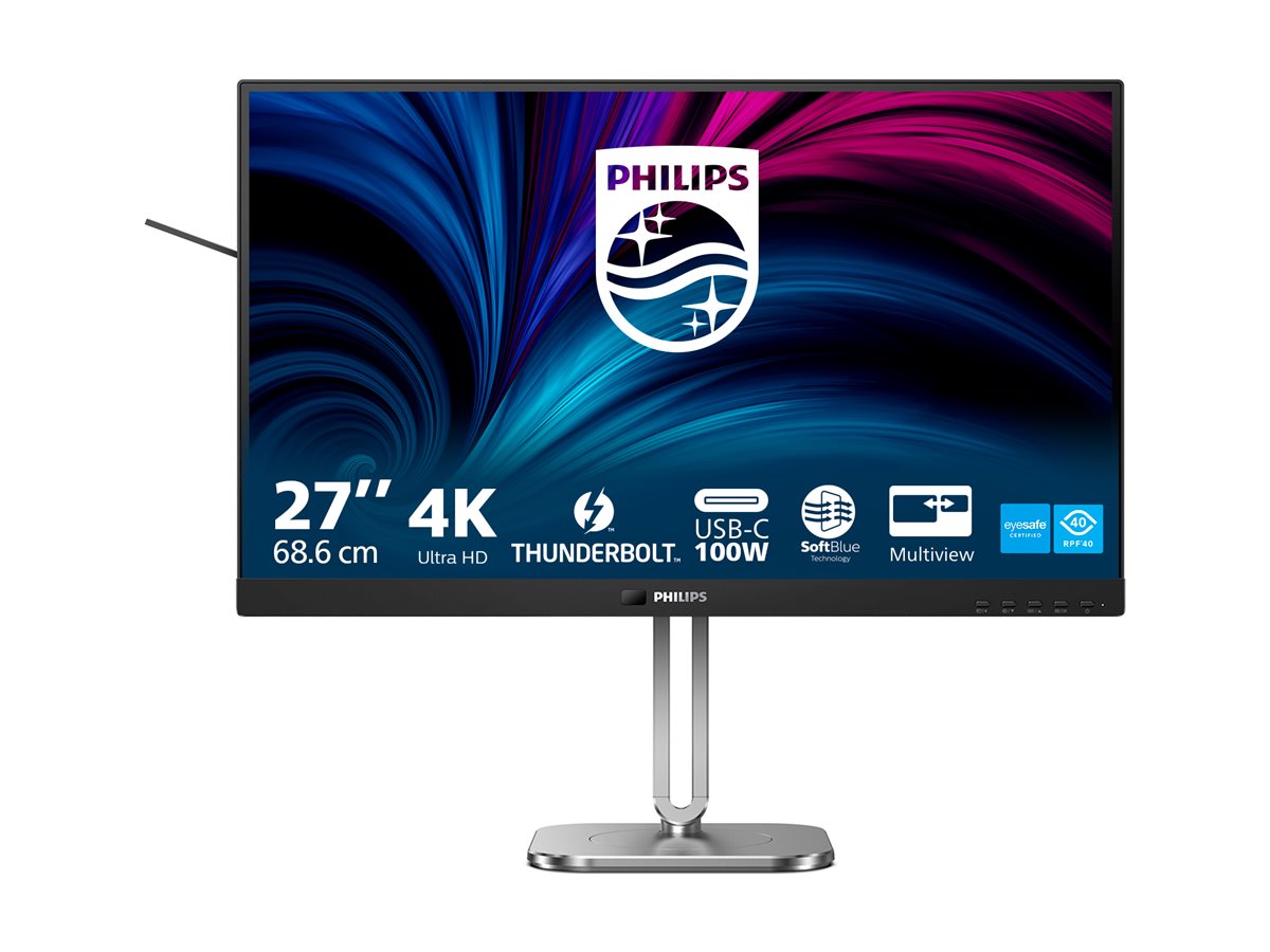 Philips 27B2U6903 - 6000 Series - écran LED - 27" - 3840 x 2160 4K UHD (2160p) @ 60 Hz - IPS - 350 cd/m² - 1000:1 - 4 ms - Thunderbolt 4, 2xHDMI, DisplayPort - haut-parleurs - Charbon, argent - 27B2U6903/00 - Écrans d'ordinateur