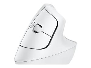 Logitech Lift for Mac - Souris verticale - ergonomique - optique - 6 boutons - sans fil - Bluetooth - récepteur USB Logitech Logi Bolt - blanc cassé - pour Apple MacBook - 910-006477 - Souris
