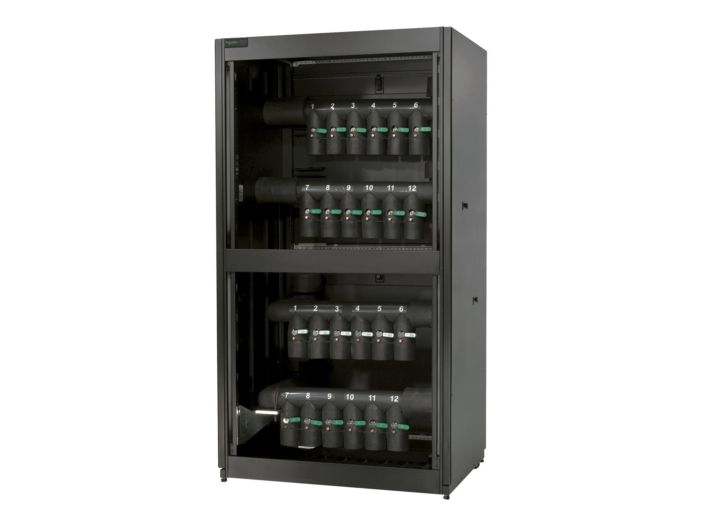 APC InRow Chilled Water Cooling 12 Circuit, Bottom/Top Mains, Bottom Distribution Piping - Unité de distribution de refroidissement de liquide en rack - noir - pour P/N: ACRC100, ACRC103 - ACFD12-B - Accessoires pour serveur