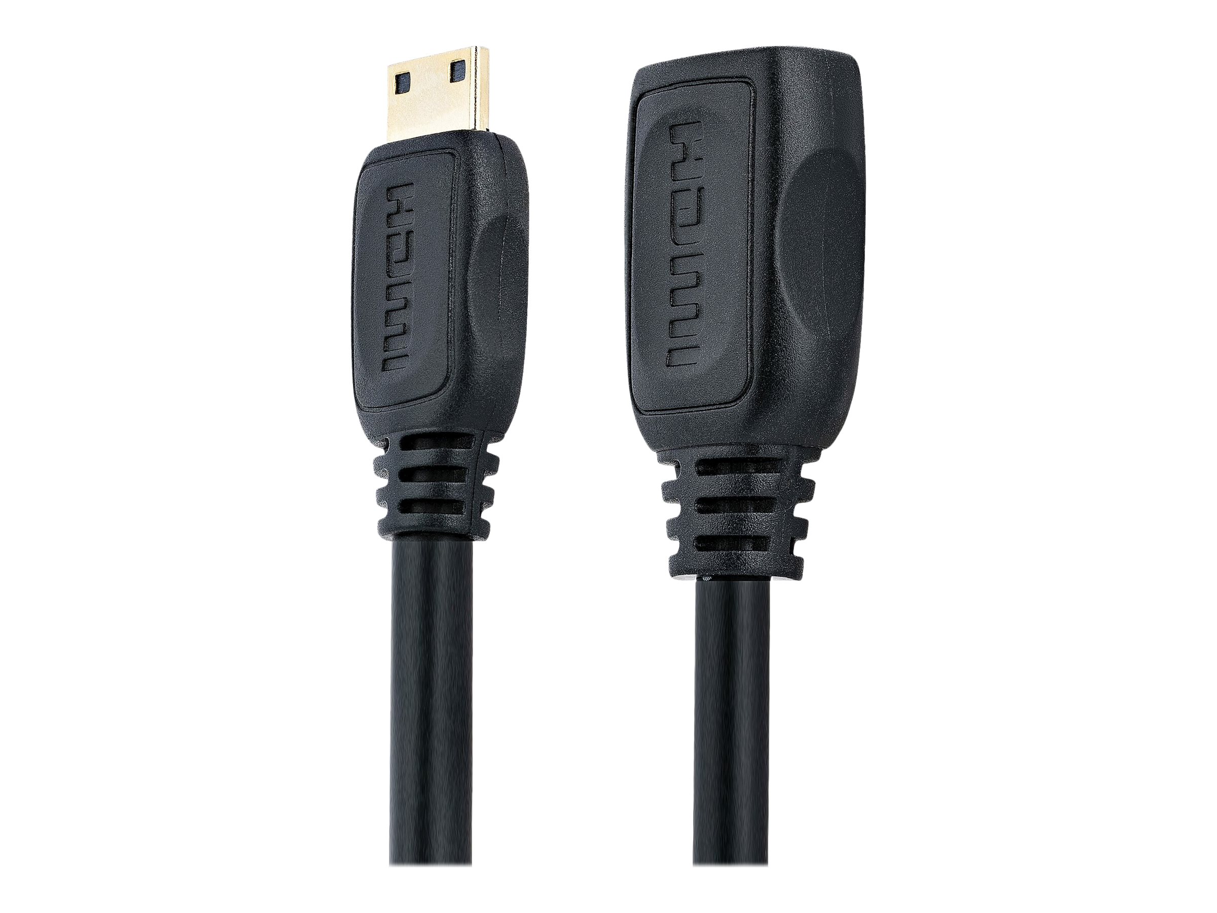 StarTech.com Câble HDMI haute vitesse 13 cm - HDMI vers HDMI Mini - F/M - Adaptateur HDMI - HDMI femelle pour 19 pin mini HDMI Type C mâle - 1.3 cm - blindé - noir - pour P/N: HDMM30CM - HDACFM5IN - Accessoires pour systèmes audio domestiques
