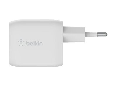 Belkin BoostCharge Pro GaN - Adaptateur secteur - Technologie PPS et GaN - 45 Watt - Fast Charge, PD 3.0 - 2 connecteurs de sortie (2 x USB-C) - blanc - WCH011vfWH - Adaptateurs électriques et chargeurs